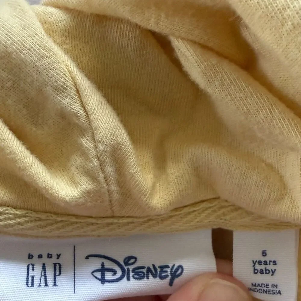Disney babyGap Full Zip Hoodie Mickey Donald Ears Yellow 100% Cotton Sz 5